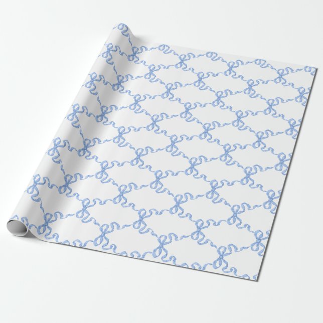 Papier Cadeau Trellis de ruban bleu (Déroulé)