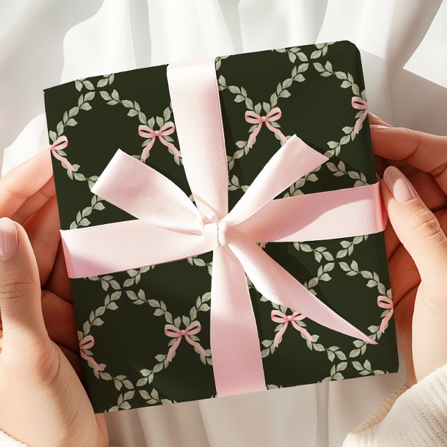 Papier Cadeau Trellis vert cou rose (Créateur téléchargé)