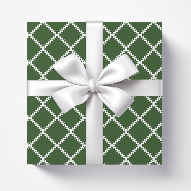 Papier Cadeau Trellis vert foncé en feuille de palme (Créateur téléchargé)