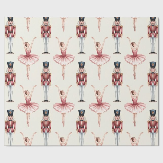 Papier Cadeau Trendy Nutcracker and Ballerina ballet dancer      (Plat)