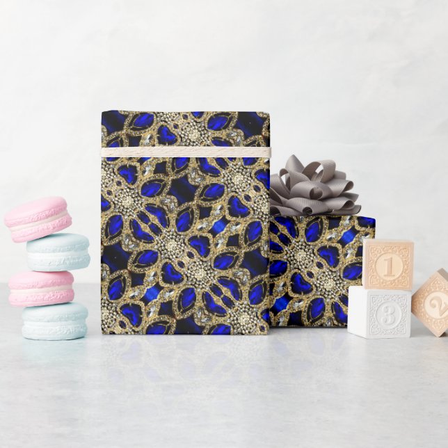 Papier Cadeau Trendy Stylish Turquoise Or Silver Sapphire Bleu (Baby Shower)