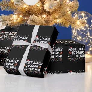 Papier Cadeau Très Probable De Boire Tous Les Vins Famille Noël