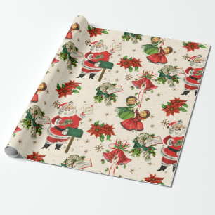 Papier Cadeau Trésors rétro Papier d'enveloppement de Noël