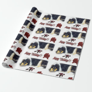 Papier Cadeau Tri couleur Collie Noël