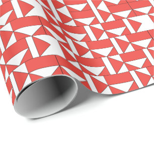 Papier Cadeau Triangle Carré Géométrique Blanc Orange