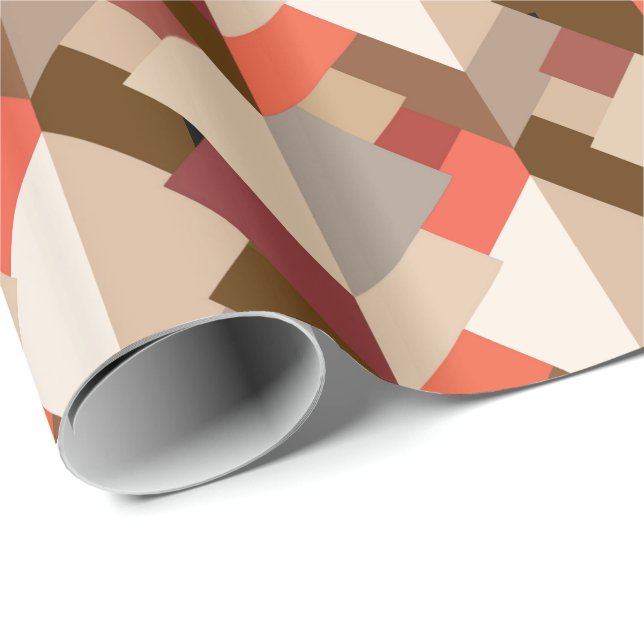Papier Cadeau Triangles Abstraits modernes, Brown, Taupe et Oran (Coin rond)