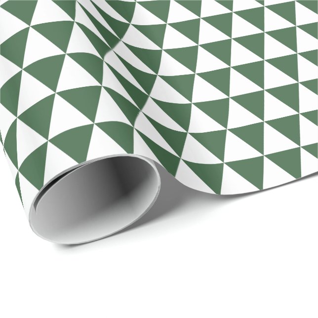 Papier Cadeau Triangles blancs et verts chasseur (Coin rond)