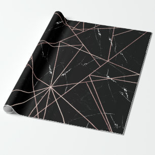 Papier Cadeau Triangles en marbre doré Rose géométrique moderne