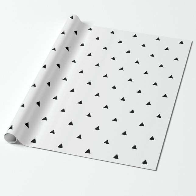 Papier Cadeau Triangles géométriques blanches noires élégantes (Déroulé)