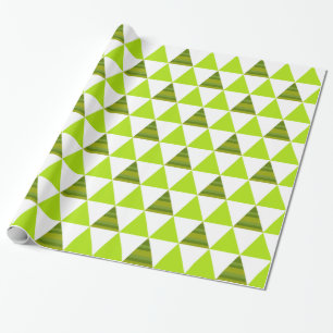 Papier Cadeau Triangles géométriques modernes vertes et motif
