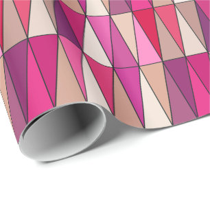 Papier Cadeau Triangles géométriques modernes, violet, rose et b