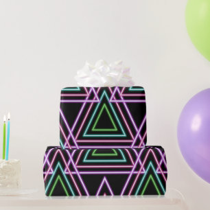 Papier Cadeau Triangles géométriques néon rétro des années 80 co