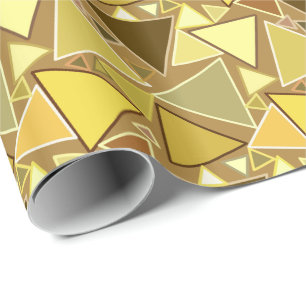 Papier Cadeau Triangles modernes du milieu du siècle, Jaune de m