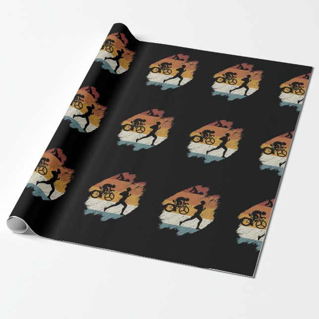 Papier Cadeau Triathlon vintage rétro (Déroulé)