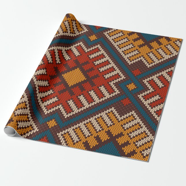 Papier Cadeau Tribal Aztec motif sans soudure sur le tricot de l (Déroulé)