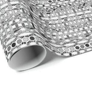 Papier Cadeau Tribal Batik - nuances de gris / gris