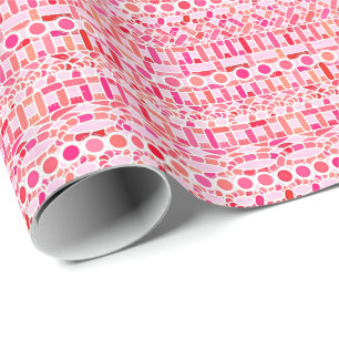 Papier Cadeau Tribal Batik - nuances de rose et de corail
