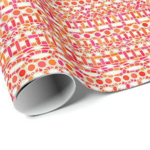 Papier Cadeau Tribal Batik - tons orange et rose