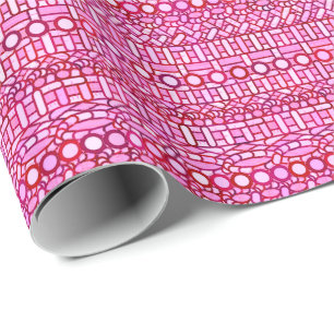 Papier Cadeau Tribal Batik - tons rose et bordeaux