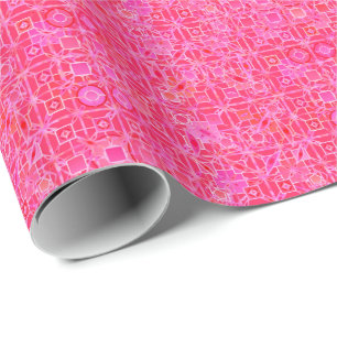 Papier Cadeau Tribal Batik - tons rose fuchsia