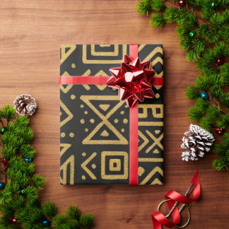 Papier Cadeau Tribal Gold Geometric