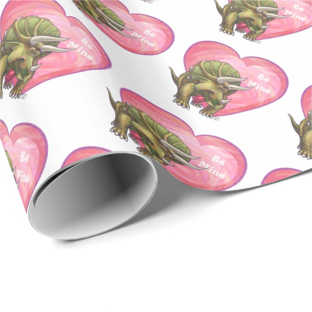 Papier Cadeau Tricératops romantiques à moi (Coin rond)