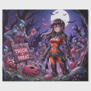 Papier Cadeau Trick ou traiter Halloween Zombies distribuer le c