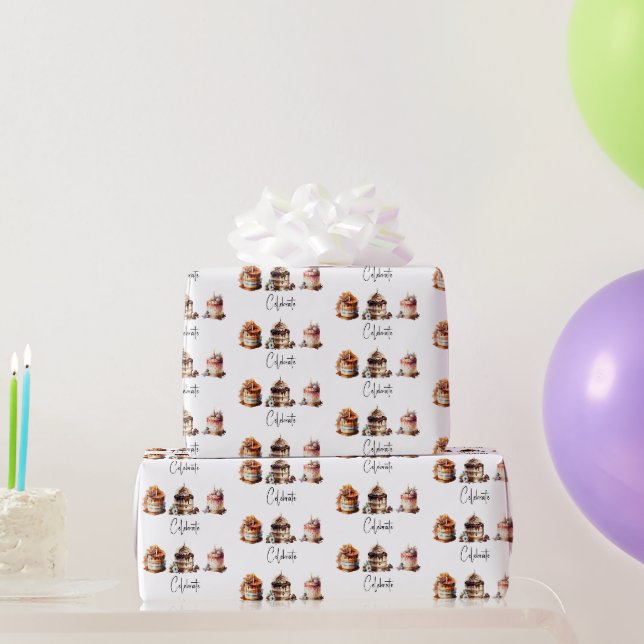 Papier Cadeau Trio de gâteaux de fête (Cadeaux de fête)