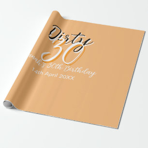 Papier Cadeau Triste trente orange blanc simple rétro annonce d'