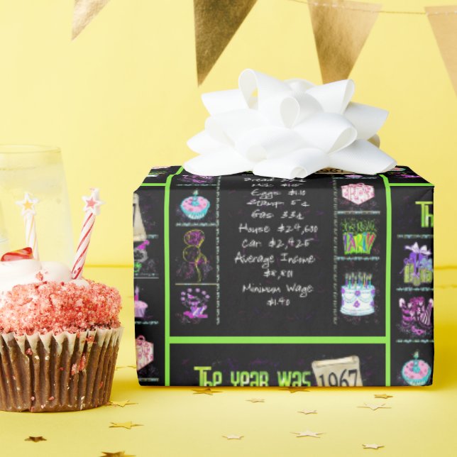 Papier Cadeau Trivia de l'année d'anniversaire 1967 (Fête d'anniversaire)