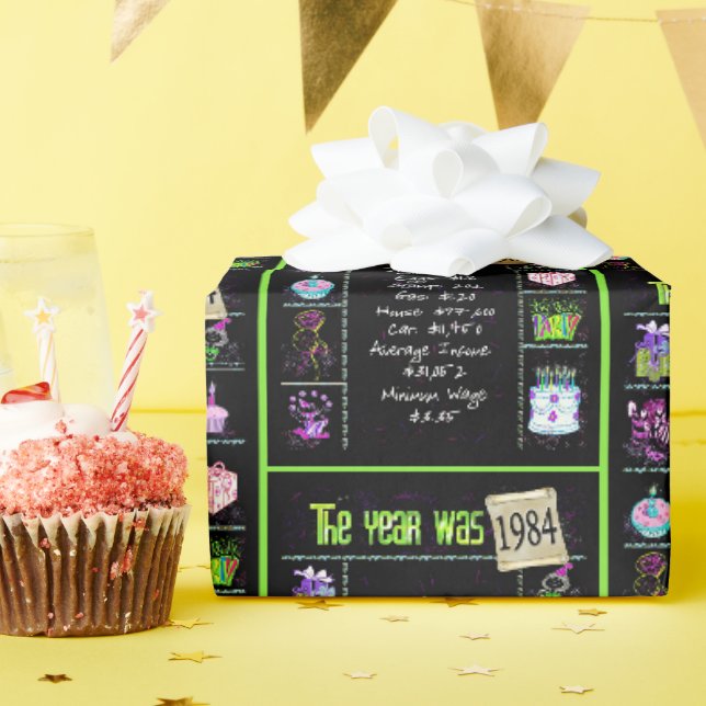 Papier Cadeau Trivia de l'année d'anniversaire 1984 (Fête d'anniversaire)