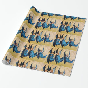 PAPIER CADEAU TROIS ANGES DE NOËL DANS LE BLEU