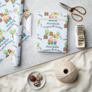 Papier Cadeau Trois petits cochons colorés Folk & Fairy Tale Ble