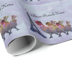Papier Cadeau Trois poules françaises