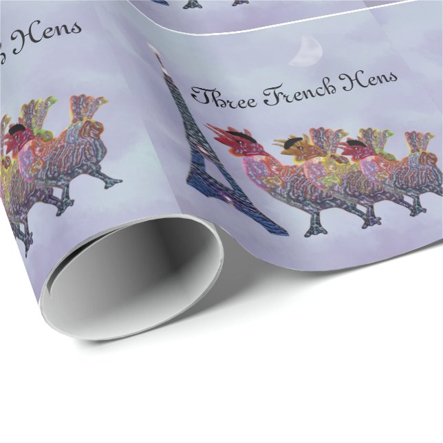Papier Cadeau Trois poules françaises (Coin rond)