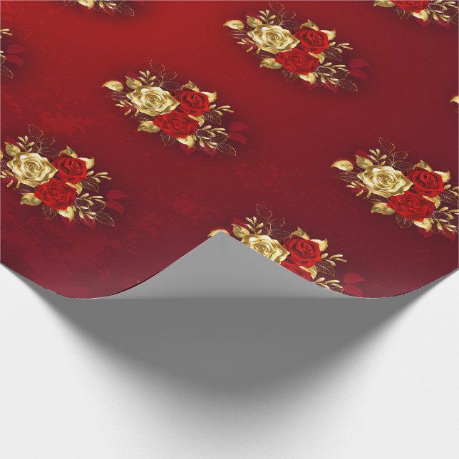 Papier Cadeau Trois Roses de bijoux (Coin)