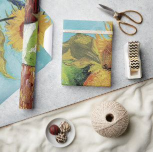 Papier Cadeau Trois tournesols dans un vase par Vincent van Gogh