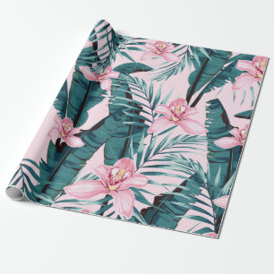 Papier Cadeau Tropic summer painting seamless pattern with palm