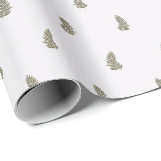 Papier Cadeau Tropical Christmas Sage Green White Palm Leaf