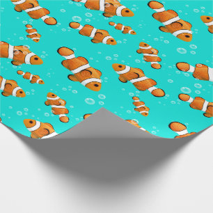 Papier Cadeau Tropical Clownfish & Bubbles Motif