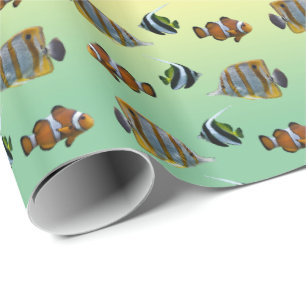 Papier cadeau Tropical Fish Frenzy (Arc-en-ciel)