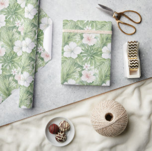 Papier Cadeau Tropical Leaves Hibiscus Floral Bridal Shower