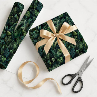 Papier Cadeau Tropical Monstera Botanical Green Gift Wrap Paper