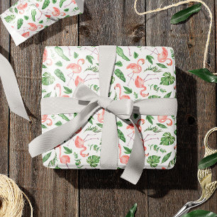 Papier Cadeau Tropical Pink Flamingo Pattern v2