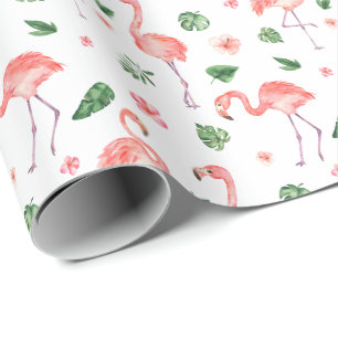 Papier Cadeau Tropical rose Flamingo