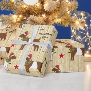 Papier Cadeau Troupeau de chèvre de Noël rustique personnalisée