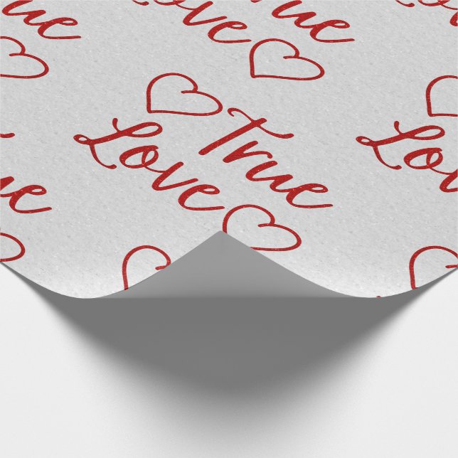 Papier Cadeau True Love Red Parties scintillant Valentine's Wrap (Coin)