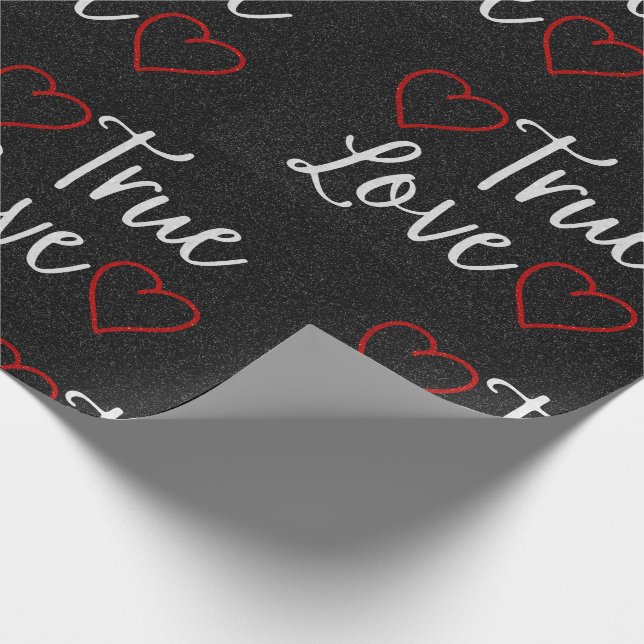 Papier Cadeau True Love White Parties scintillant Valentine's (Coin)