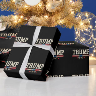 Papier Cadeau Trump 45 47 États-Unis Drapeau rétro Vintage