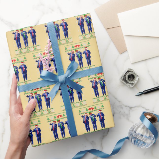 Papier Cadeau Trump Dance, Drôle Trump Santa Claus Dance Gold (Cadeaux)